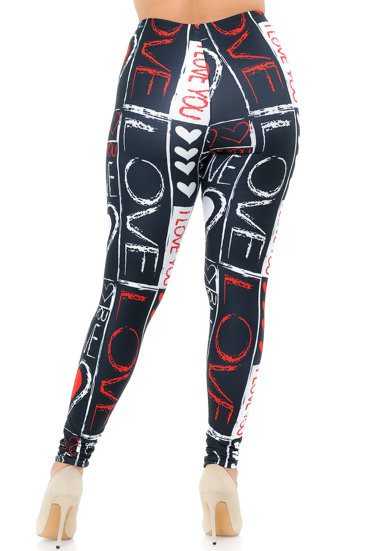 Creamy Soft Heart and Love Extra Plus Size Leggings - USA Fashion