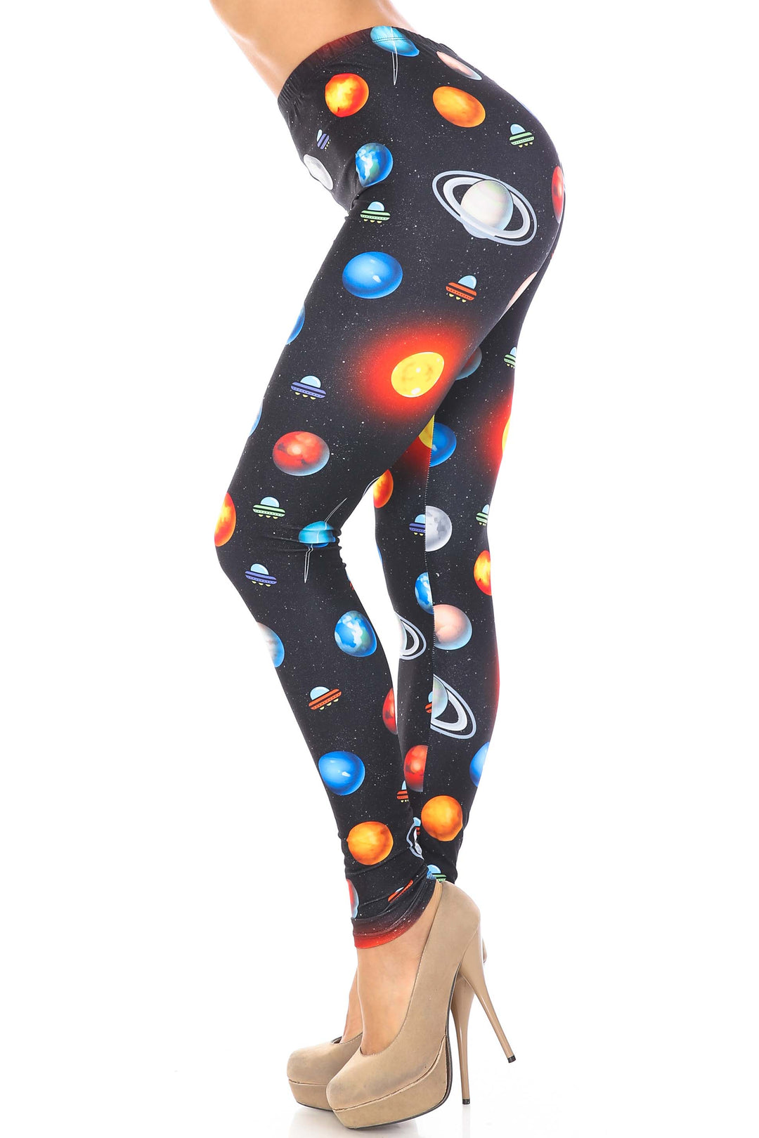 Creamy Soft Galaxy Planets Extra Plus Size Leggings - 3X-5X - USA Fashion