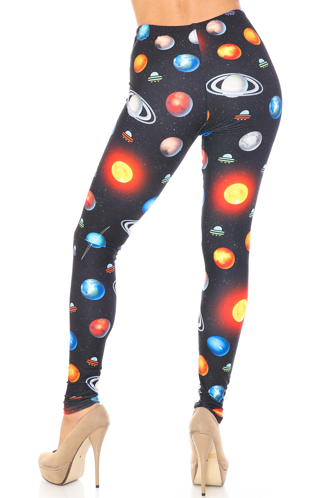 Creamy Soft Galaxy Planets Extra Plus Size Leggings - 3X-5X - USA Fashion