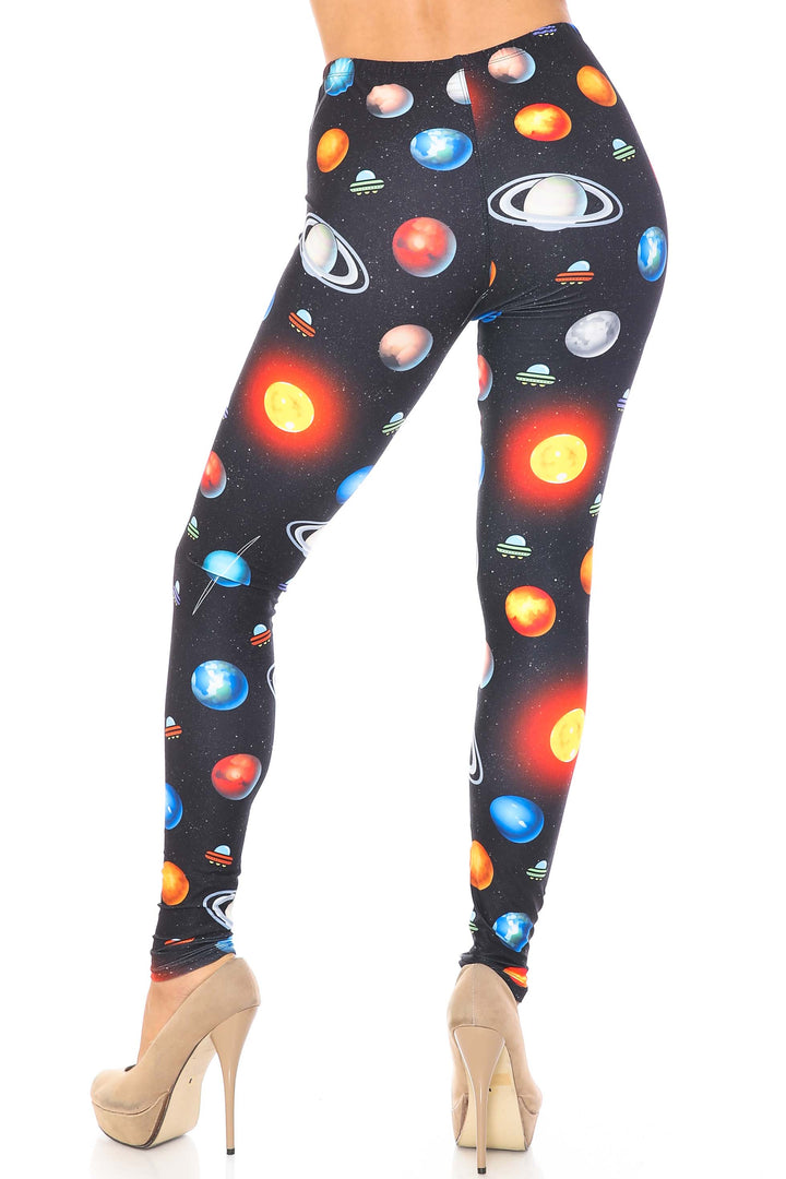 Creamy Soft Galaxy Planets Extra Plus Size Leggings - 3X-5X - USA Fashion