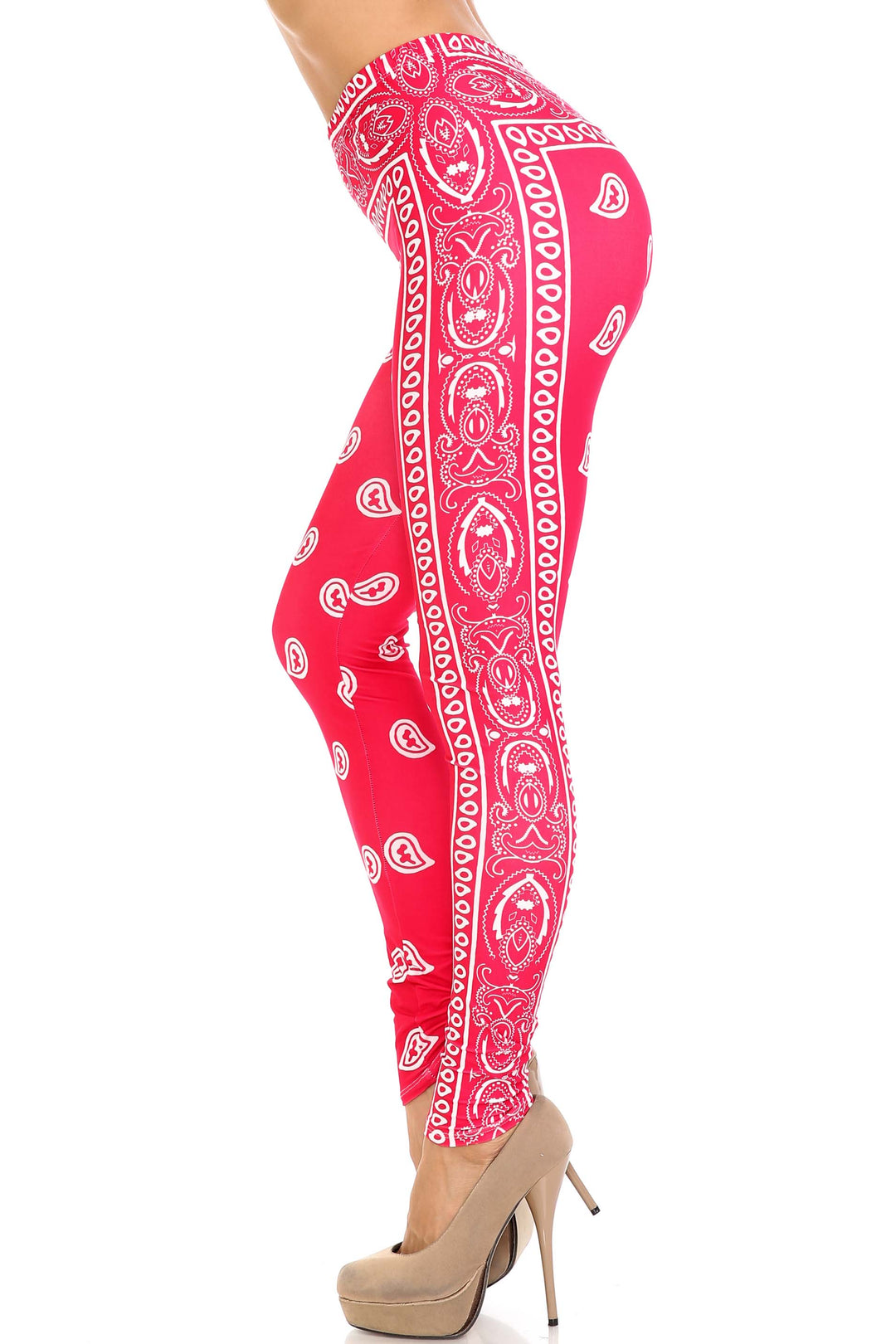 Creamy Soft Red Bandana Extra Plus Size Leggings - 3X-5X - USA Fashion
