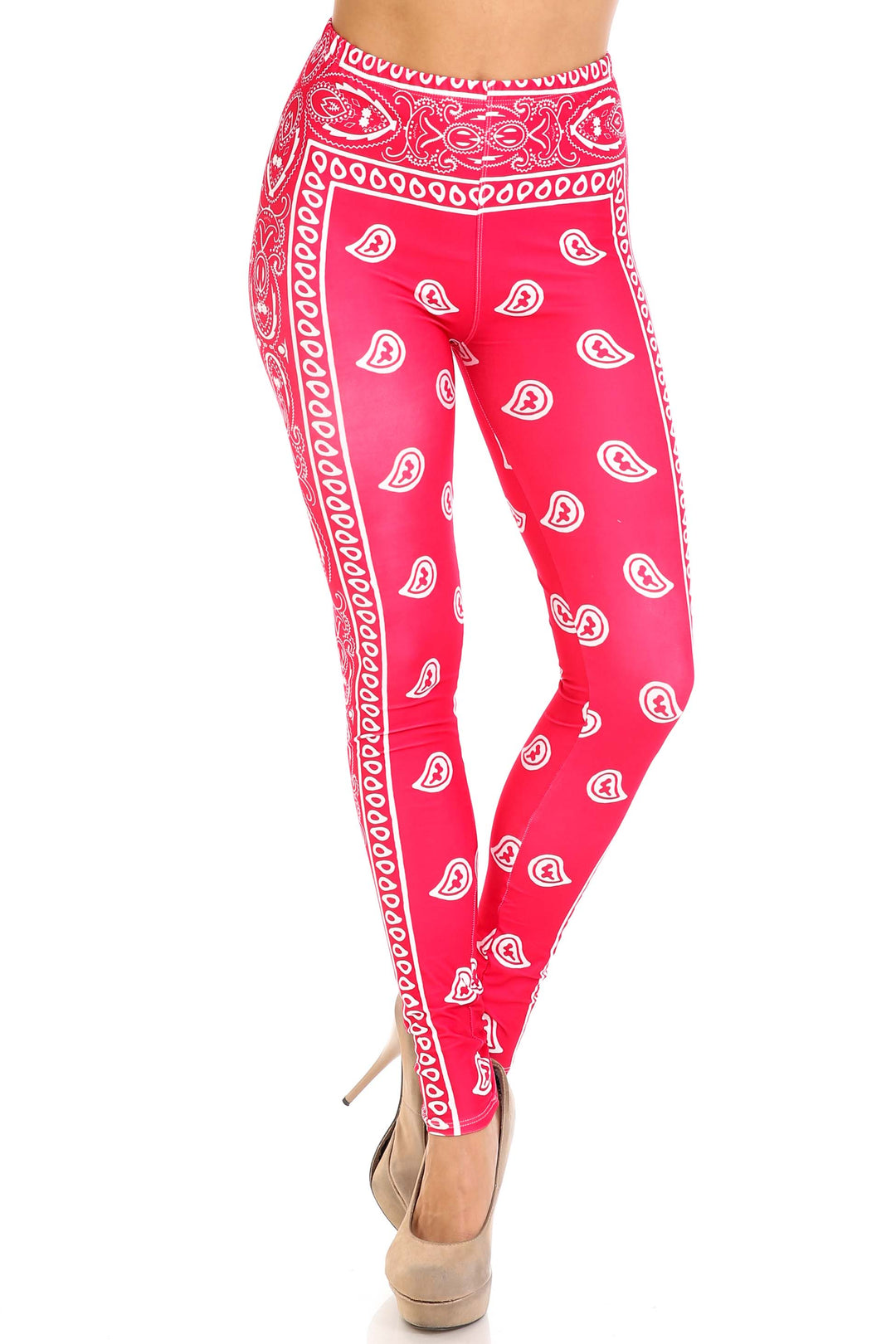 Creamy Soft Red Bandana Extra Plus Size Leggings - 3X-5X - USA Fashion