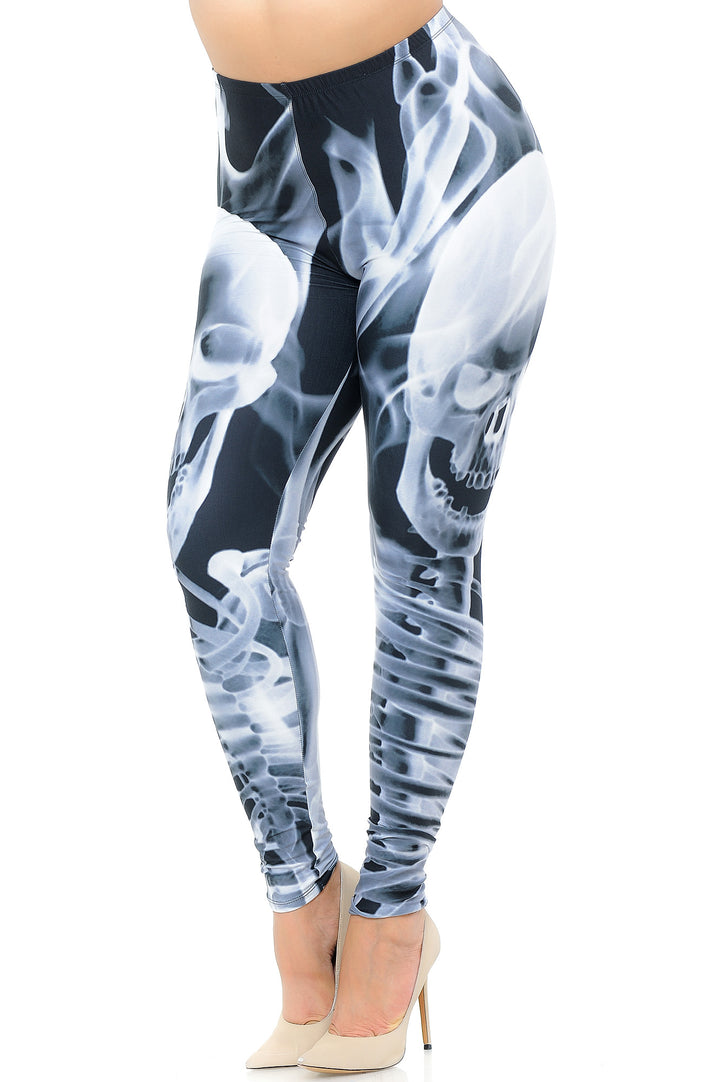 Creamy Soft Skeleton Resurrection Extra Plus Size Leggings - 3X-5X - USA Fashion