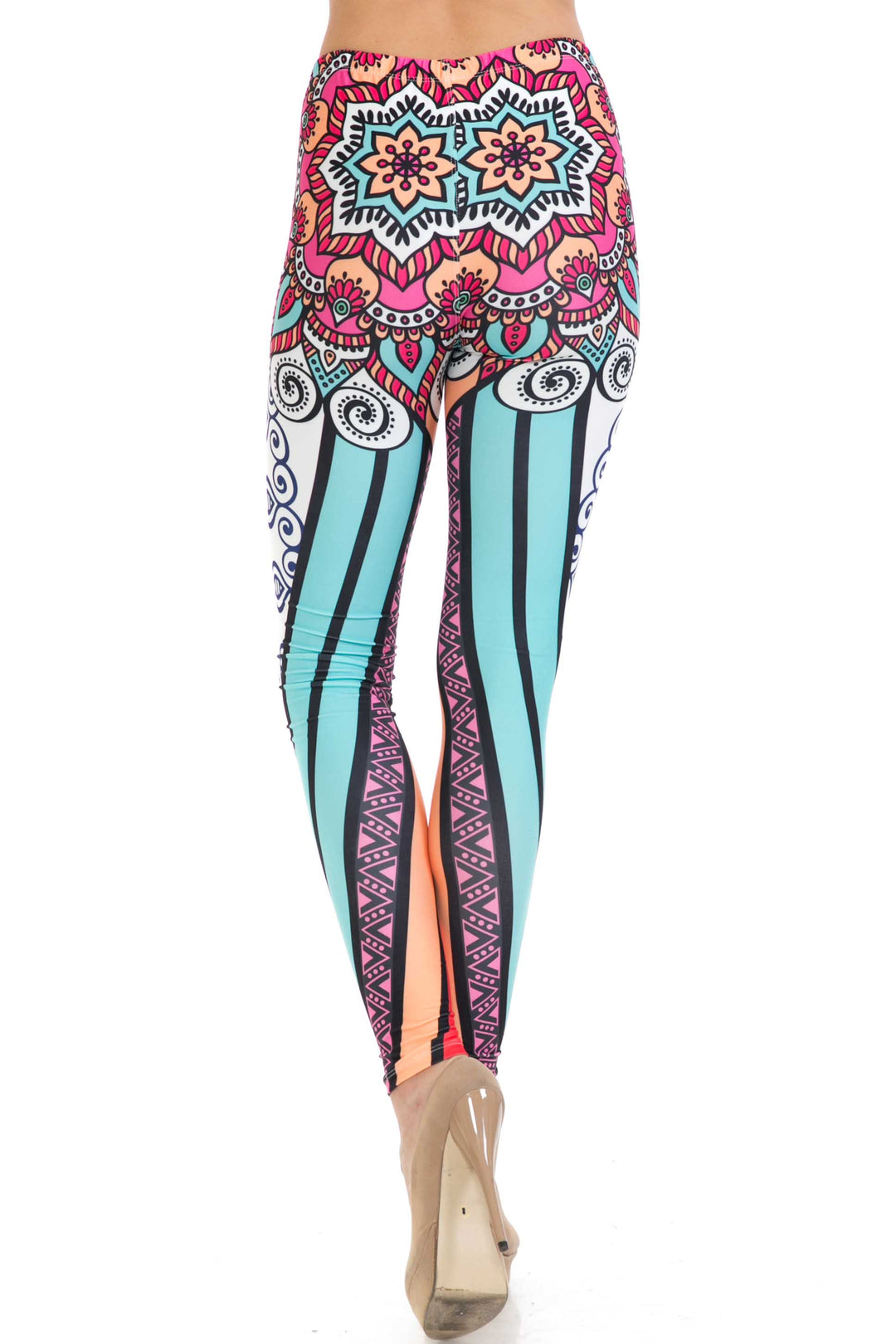 Creamy Soft Sexy Vertical Contouring Mandala Extra Plus Size Leggings - 3X-5X - USA Fashion