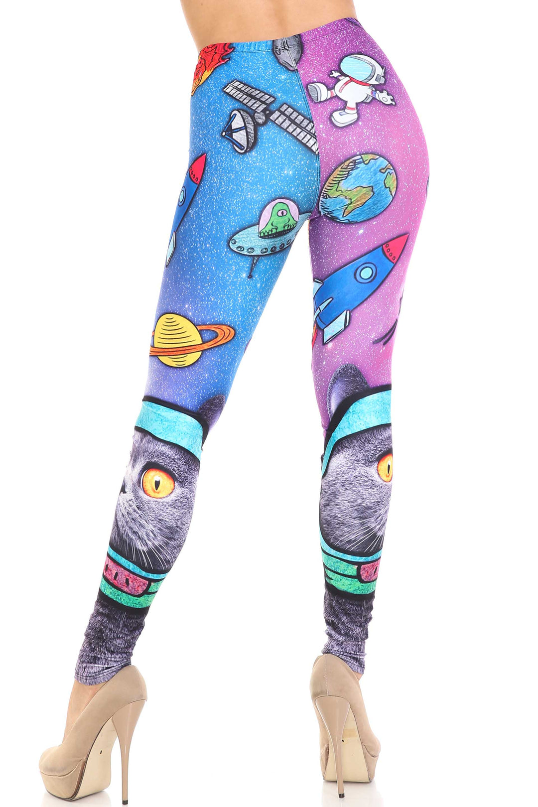 Creamy Soft Space Cat Extra Plus Size Leggings - 3X-5X - USA Fashion
