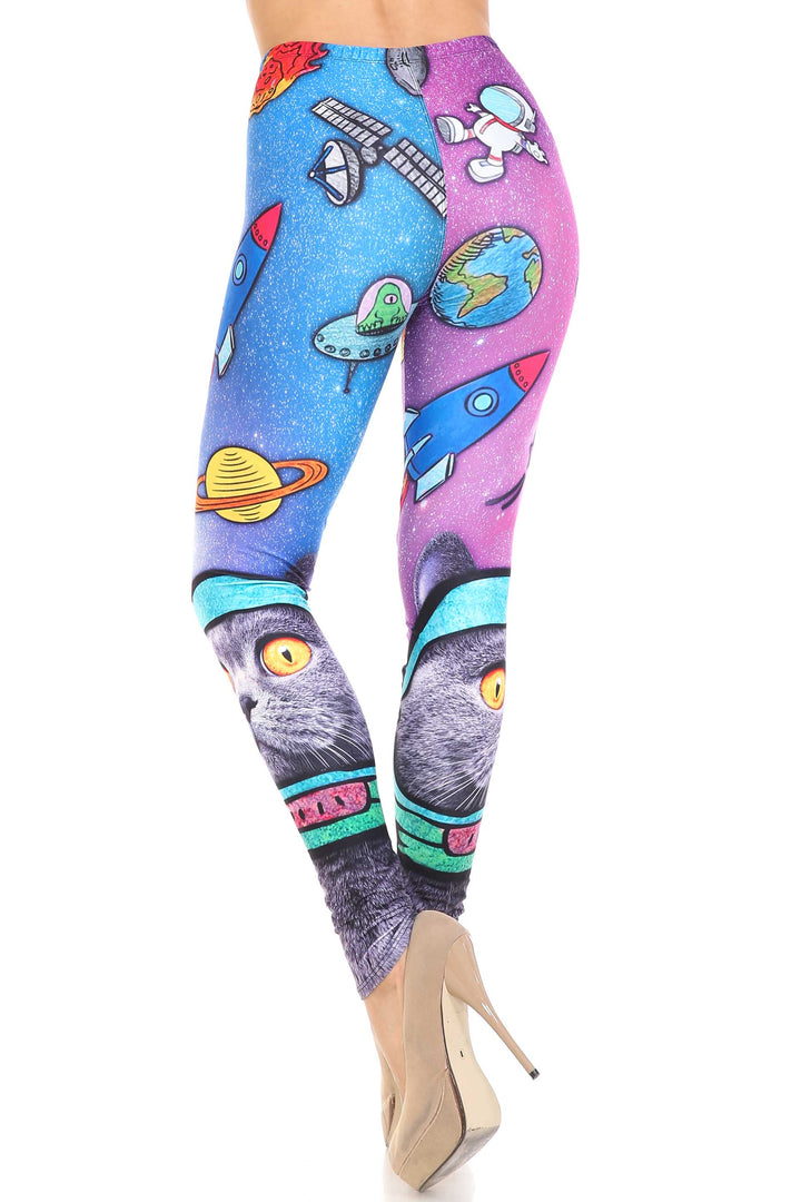 Creamy Soft Space Cat Extra Plus Size Leggings - 3X-5X - USA Fashion
