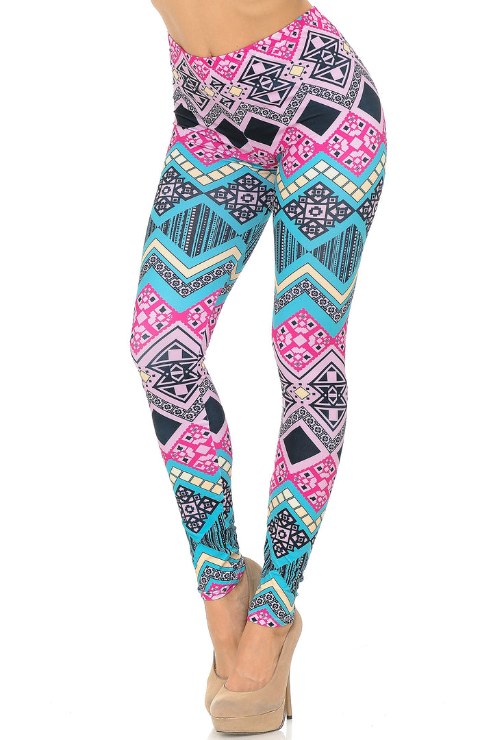 Creamy Soft Tasty Tribal Extra Plus Size Leggings - 3X-5X - USA Fashion