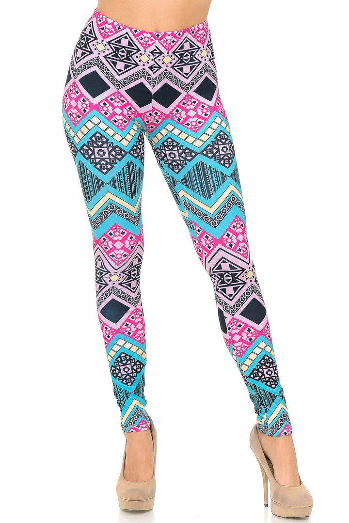 Creamy Soft Tasty Tribal Extra Plus Size Leggings - 3X-5X - USA Fashion