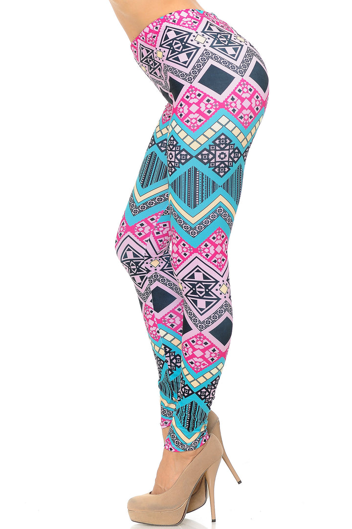 Creamy Soft Tasty Tribal Extra Plus Size Leggings - 3X-5X - USA Fashion