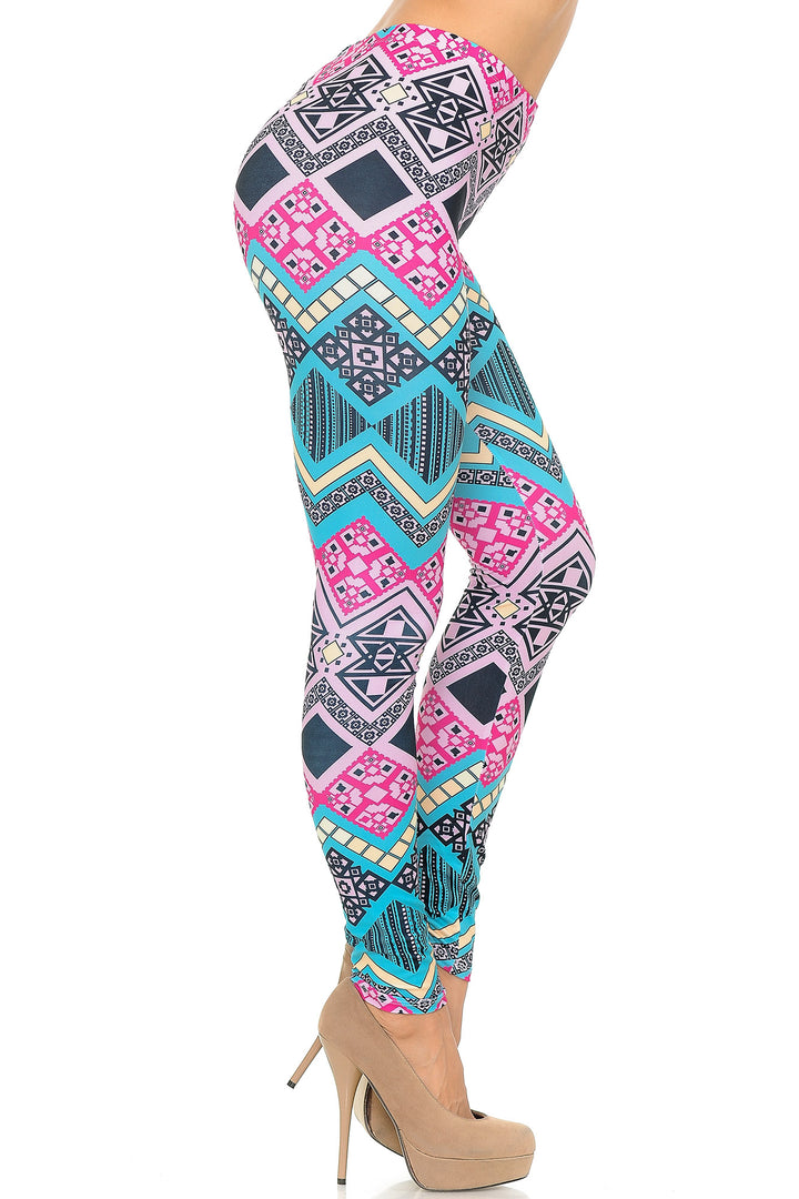 Creamy Soft Tasty Tribal Extra Plus Size Leggings - 3X-5X - USA Fashion