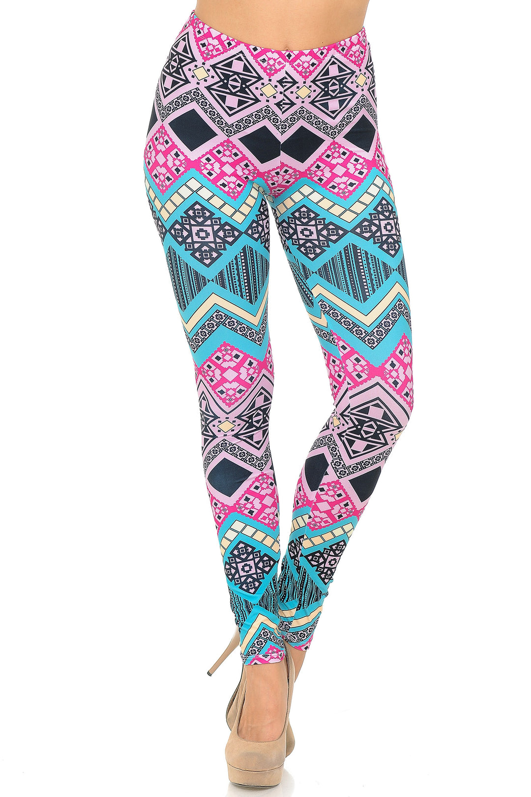 Creamy Soft Tasty Tribal Extra Plus Size Leggings - 3X-5X - USA Fashion