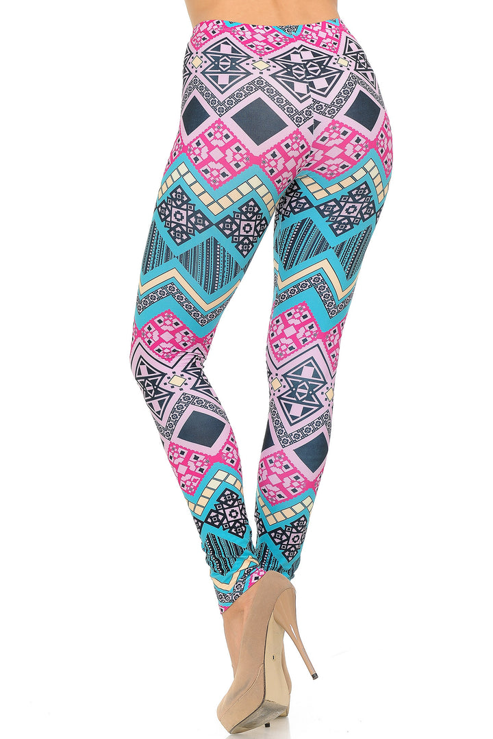 Creamy Soft Tasty Tribal Extra Plus Size Leggings - 3X-5X - USA Fashion