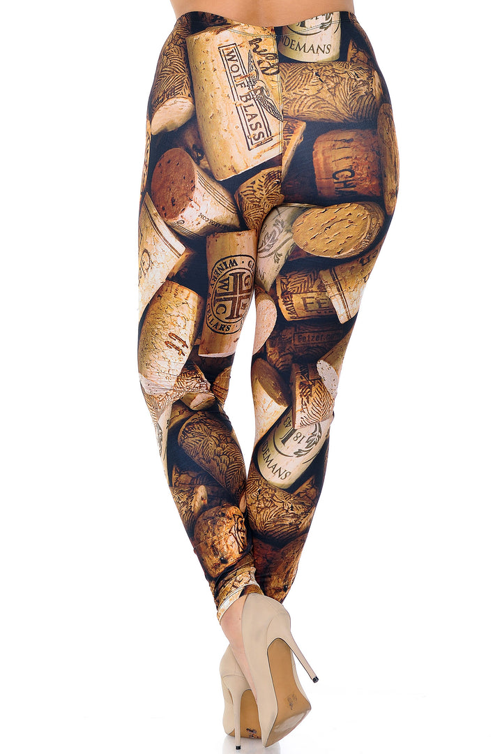 Creamy Soft Wine Cork Extra Plus Size Leggings - 3X-5X - USA Fashion