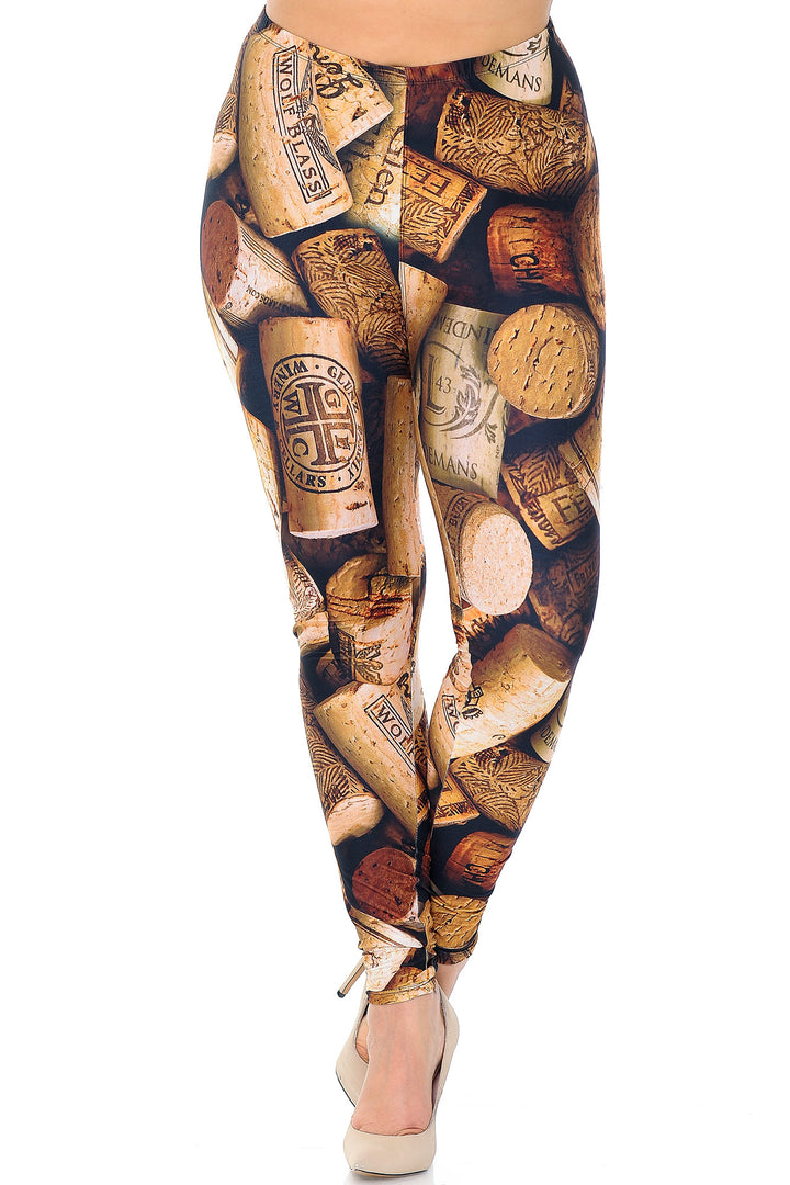 Creamy Soft Wine Cork Extra Plus Size Leggings - 3X-5X - USA Fashion