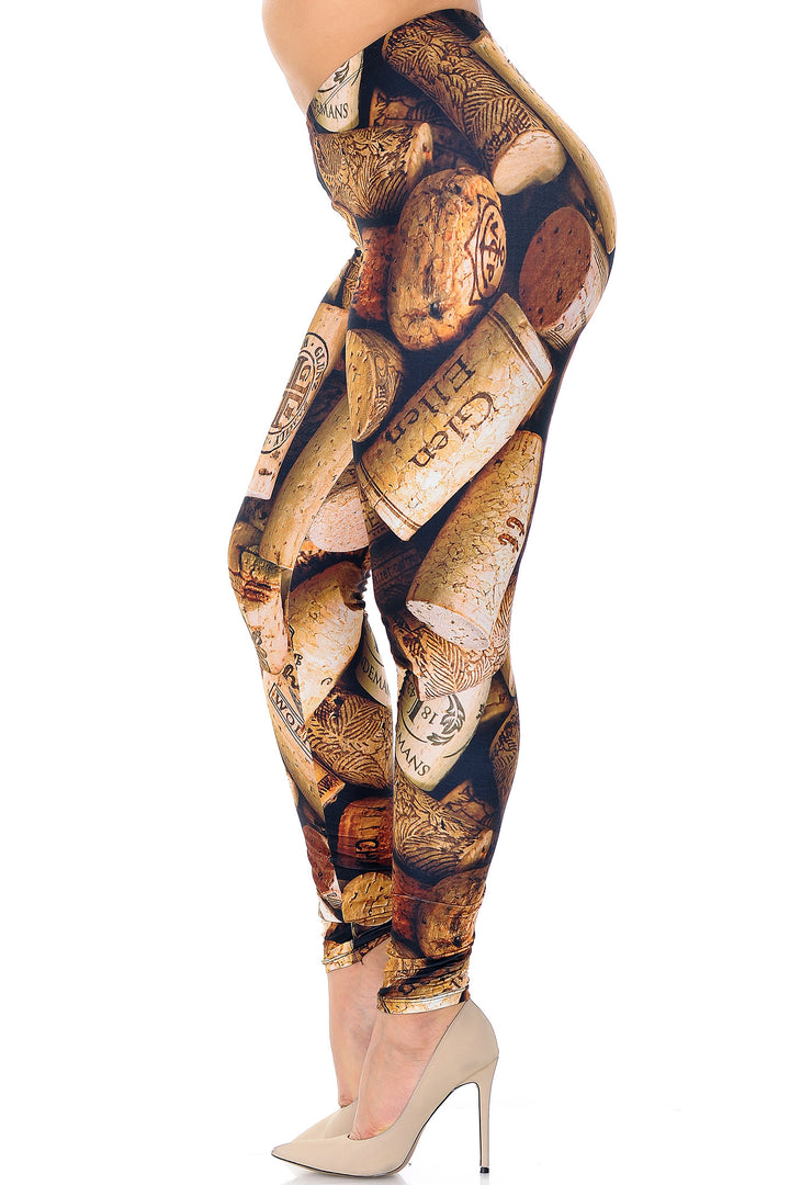 Creamy Soft Wine Cork Extra Plus Size Leggings - 3X-5X - USA Fashion