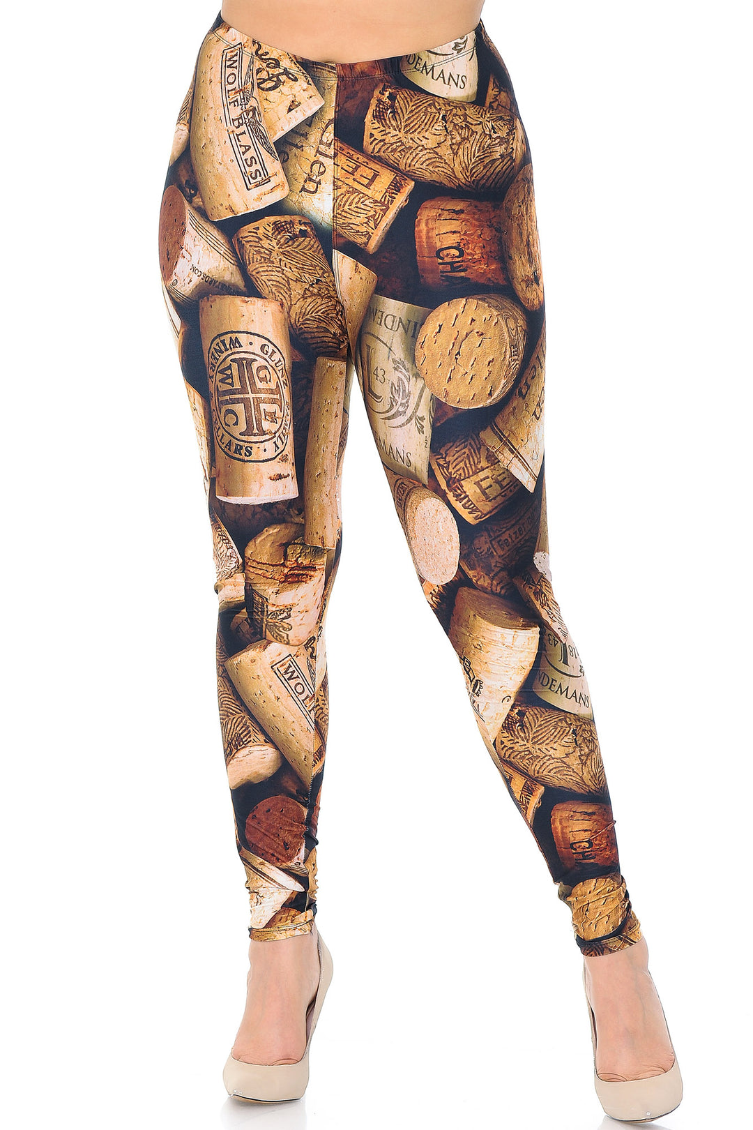 Creamy Soft Wine Cork Extra Plus Size Leggings - 3X-5X - USA Fashion
