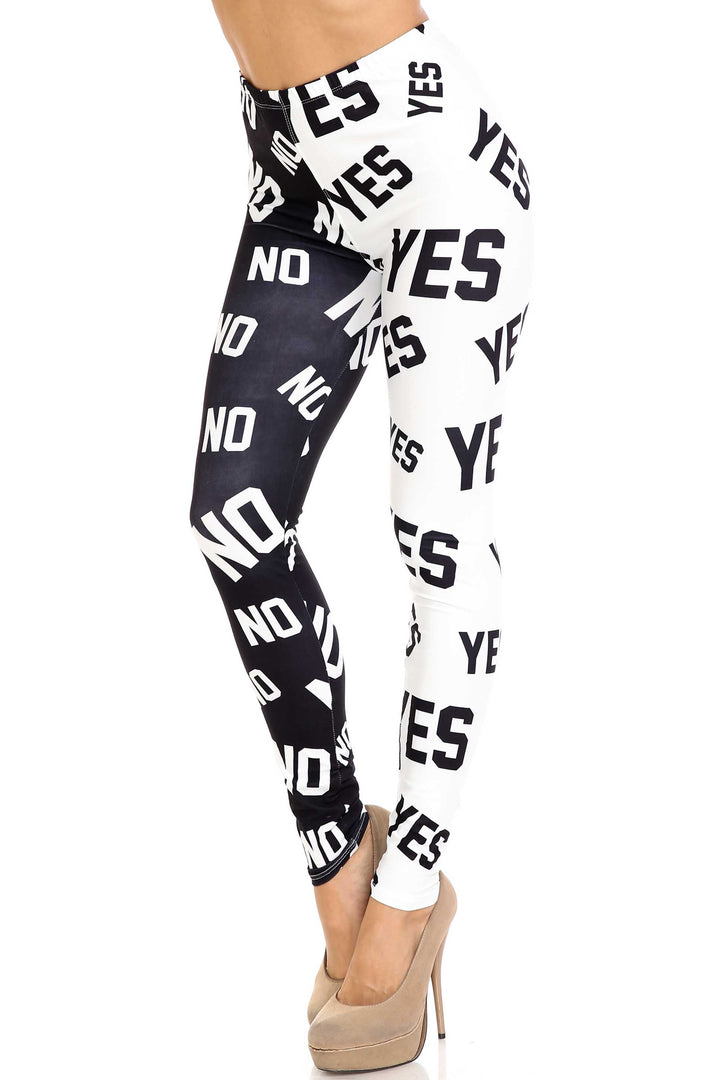 Creamy Soft Yes and No Extra Plus Size Leggings - 3X-5X - By USA Fashion