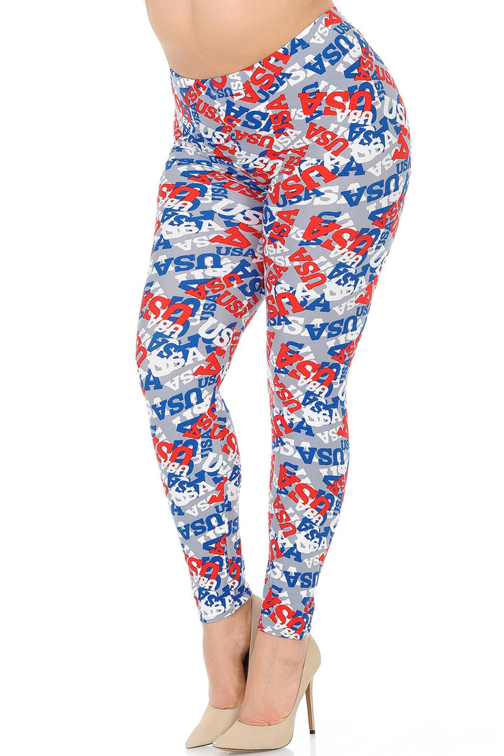 Buttery Smooth All Over USA Extra Plus Size Leggings - 3X-5X
