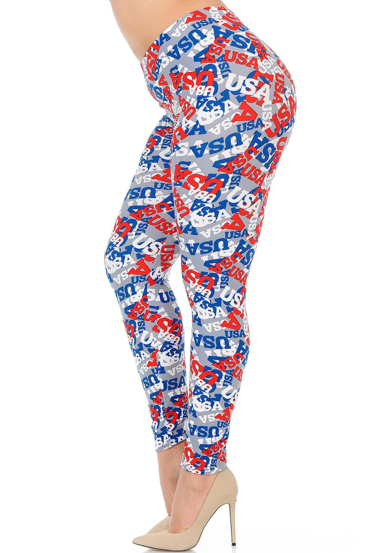 Buttery Smooth All Over USA Extra Plus Size Leggings - 3X-5X