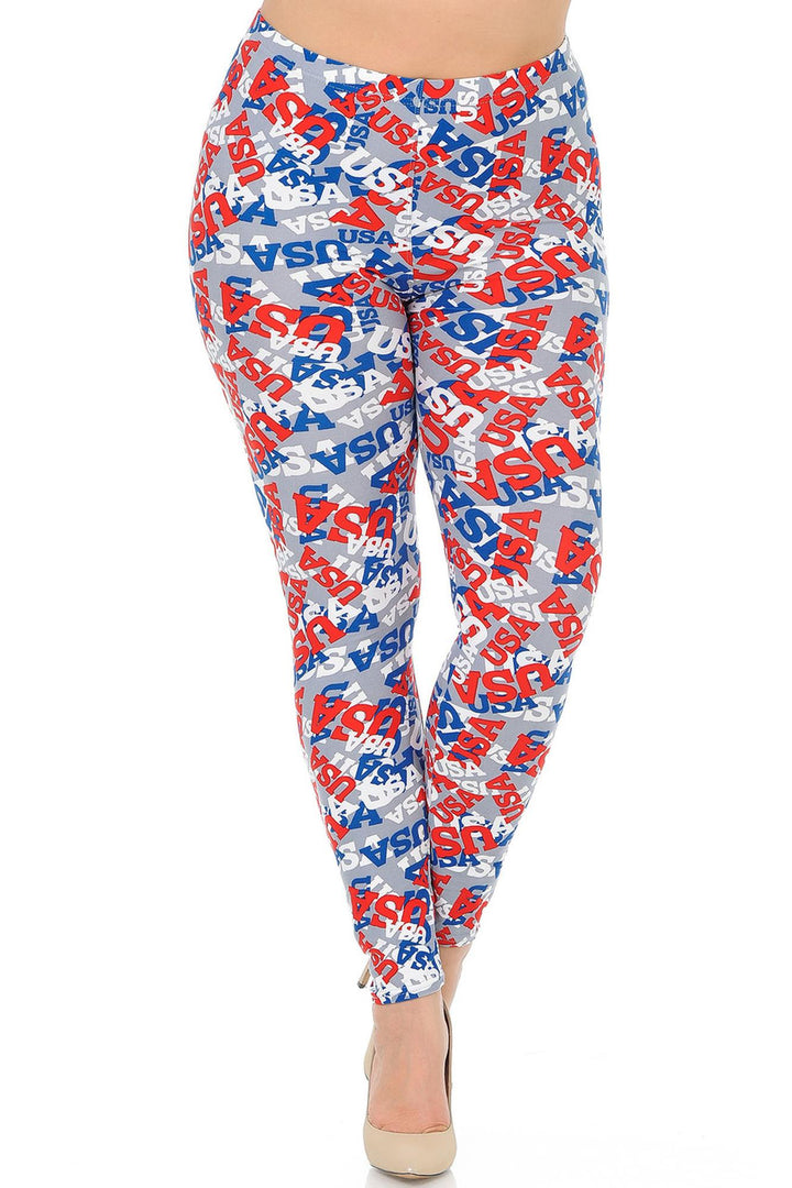 Buttery Smooth All Over USA Extra Plus Size Leggings - 3X-5X