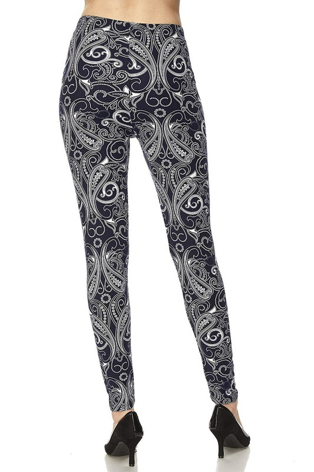 Buttery Soft Navy Paisley Leggings