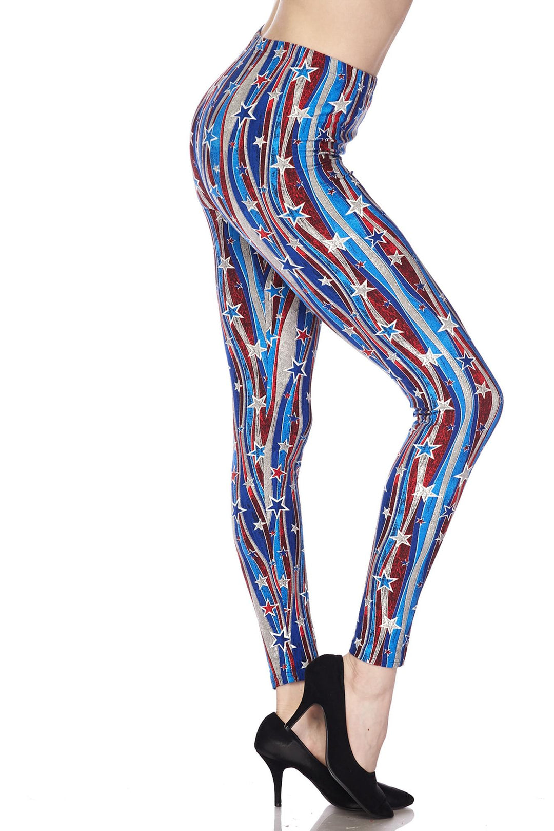 Buttery Smooth Metallic USA Flag Leggings