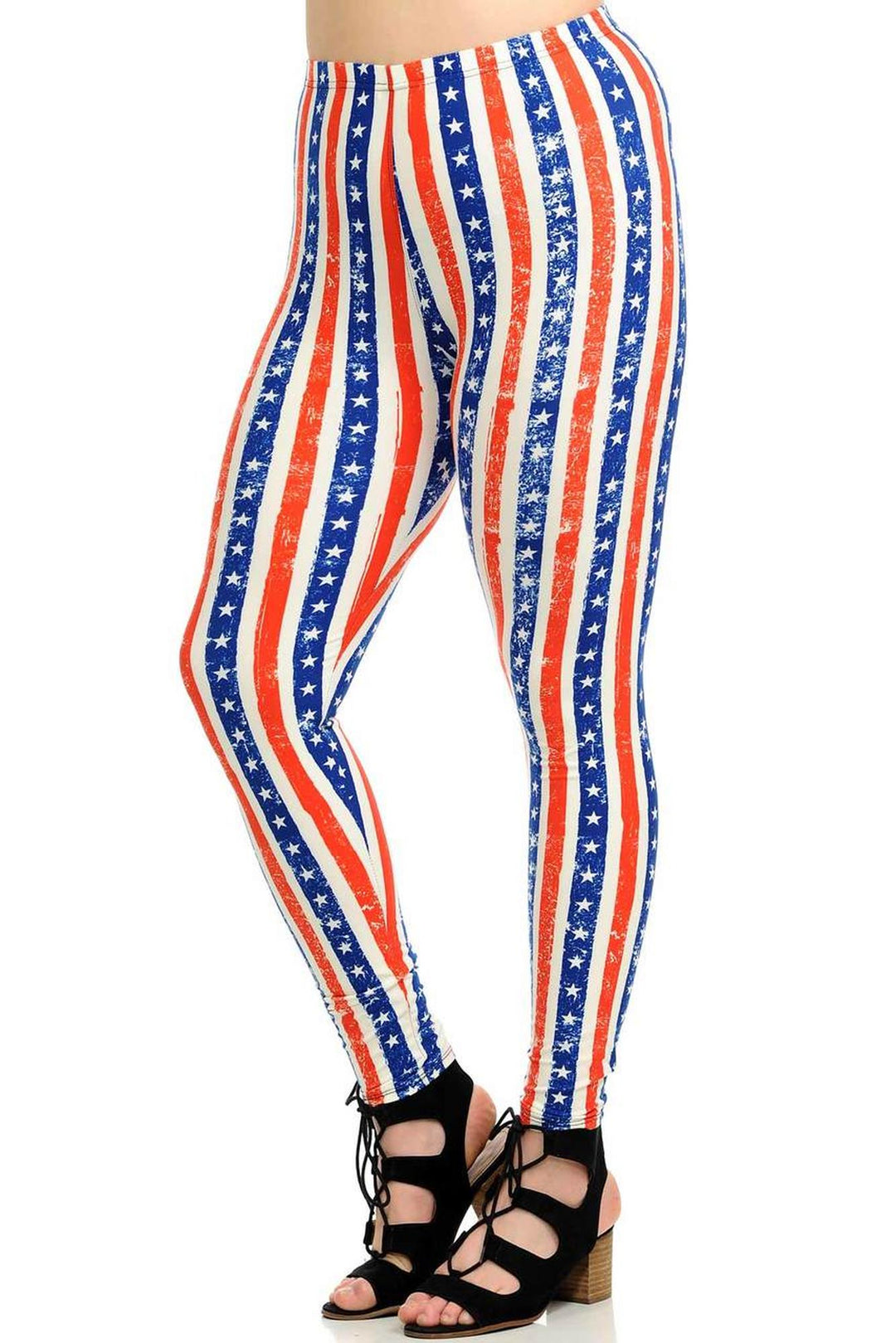 Buttery Smooth Plus Size Vertical Stars and Stripes Leggings