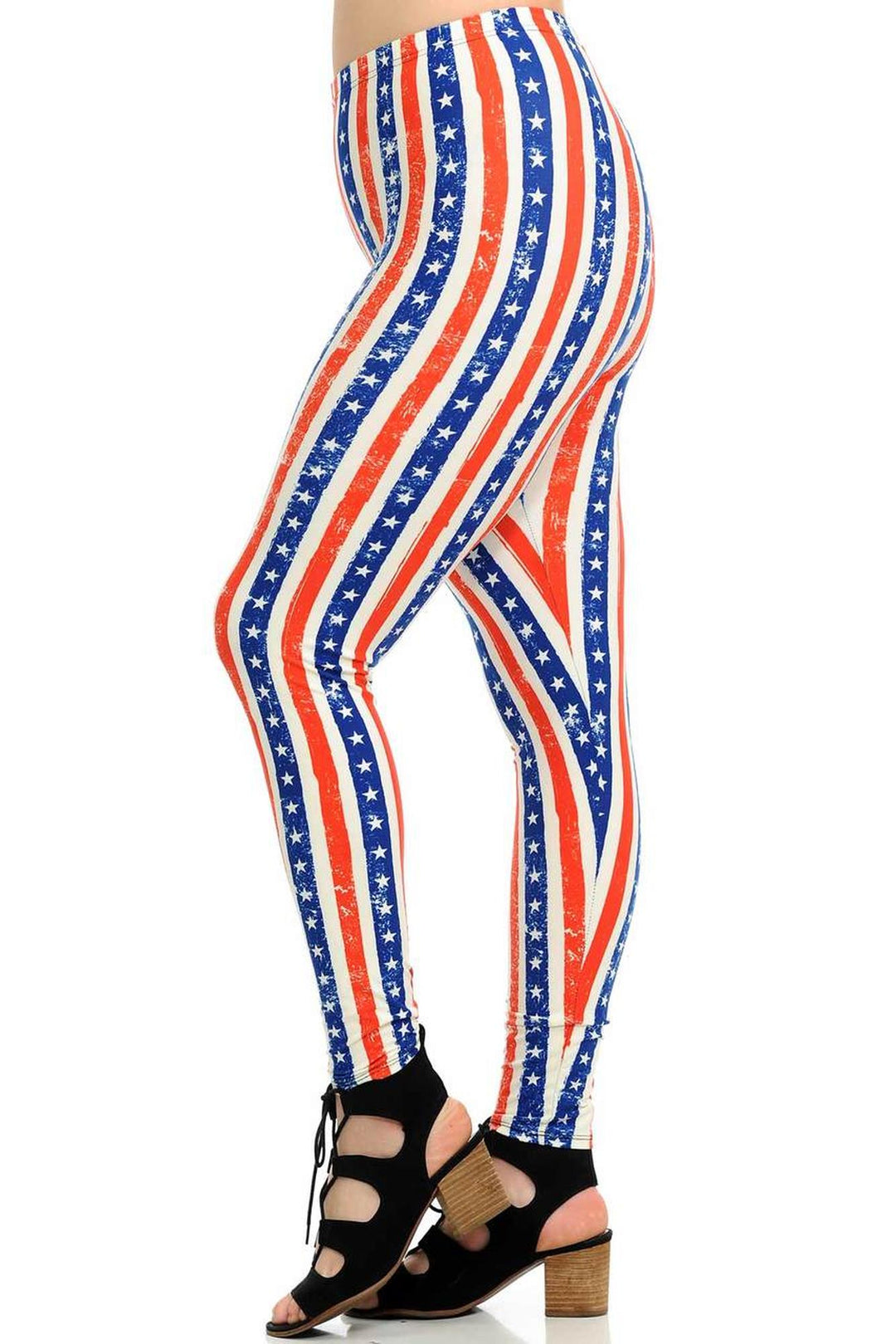 Buttery Smooth Plus Size Vertical Stars and Stripes Leggings