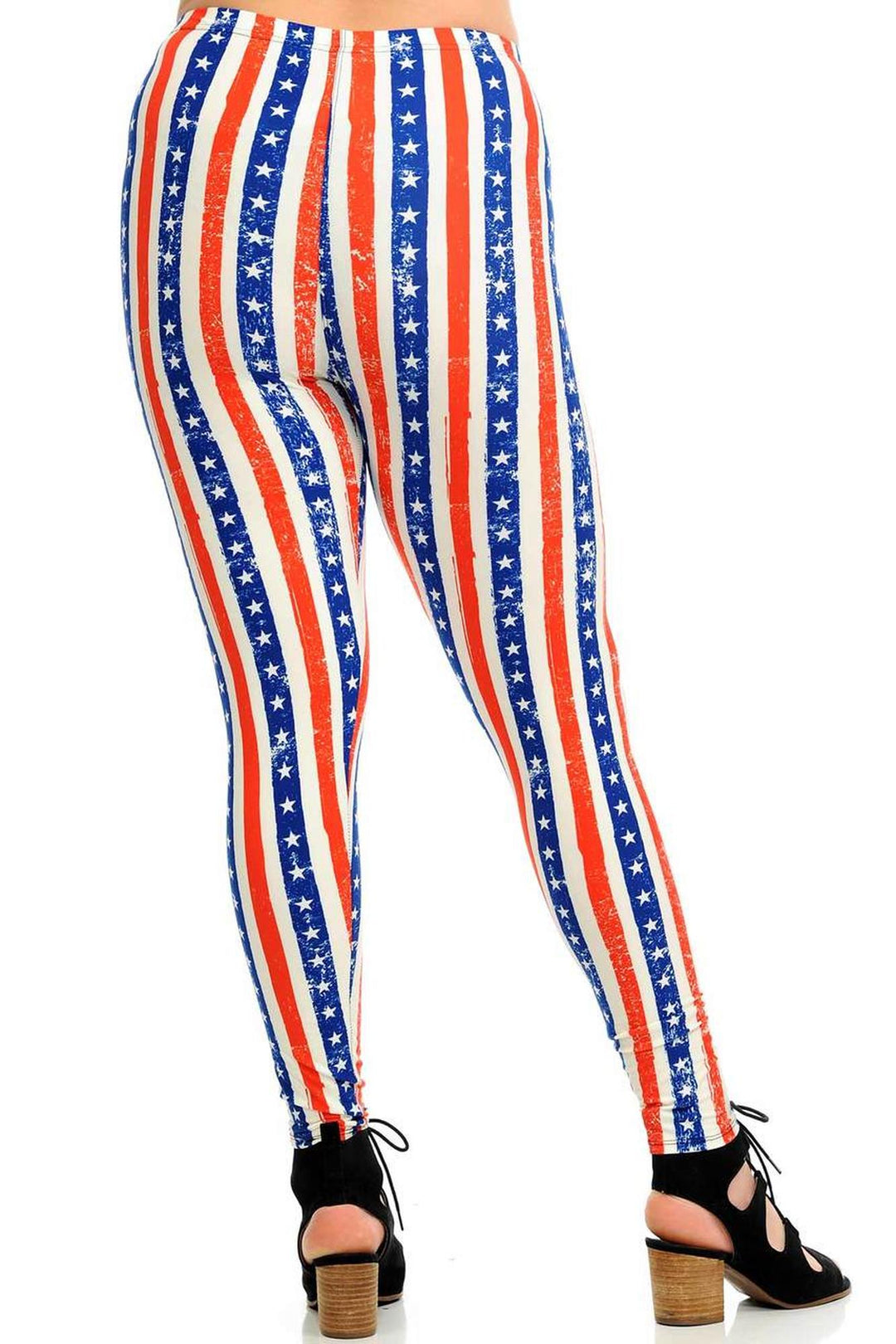 Buttery Smooth Plus Size Vertical Stars and Stripes Leggings