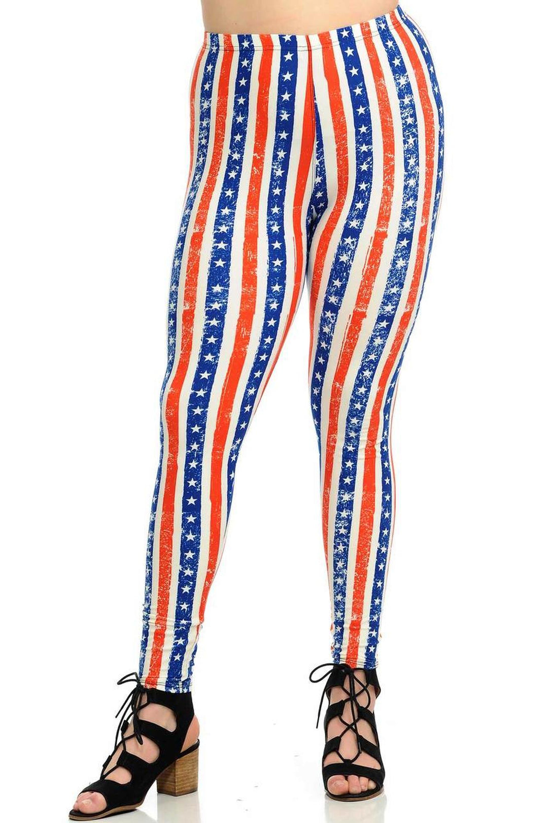 Buttery Smooth Plus Size Vertical Stars and Stripes Leggings