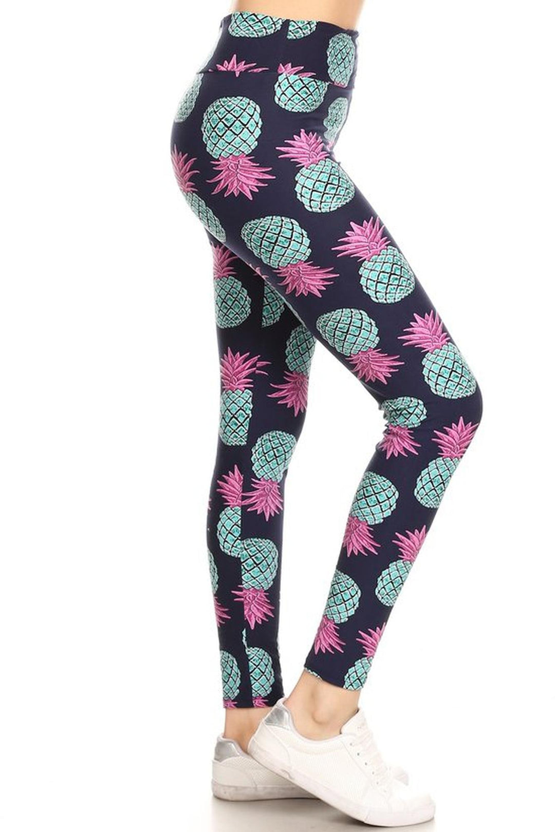 Buttery Smooth Teal Pineapple High Waisted Leggings - EEVEE