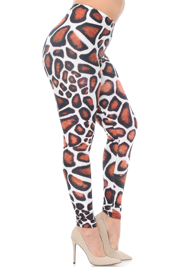 Creamy Soft Giraffe Print Plus Size Leggings - USA Fashion