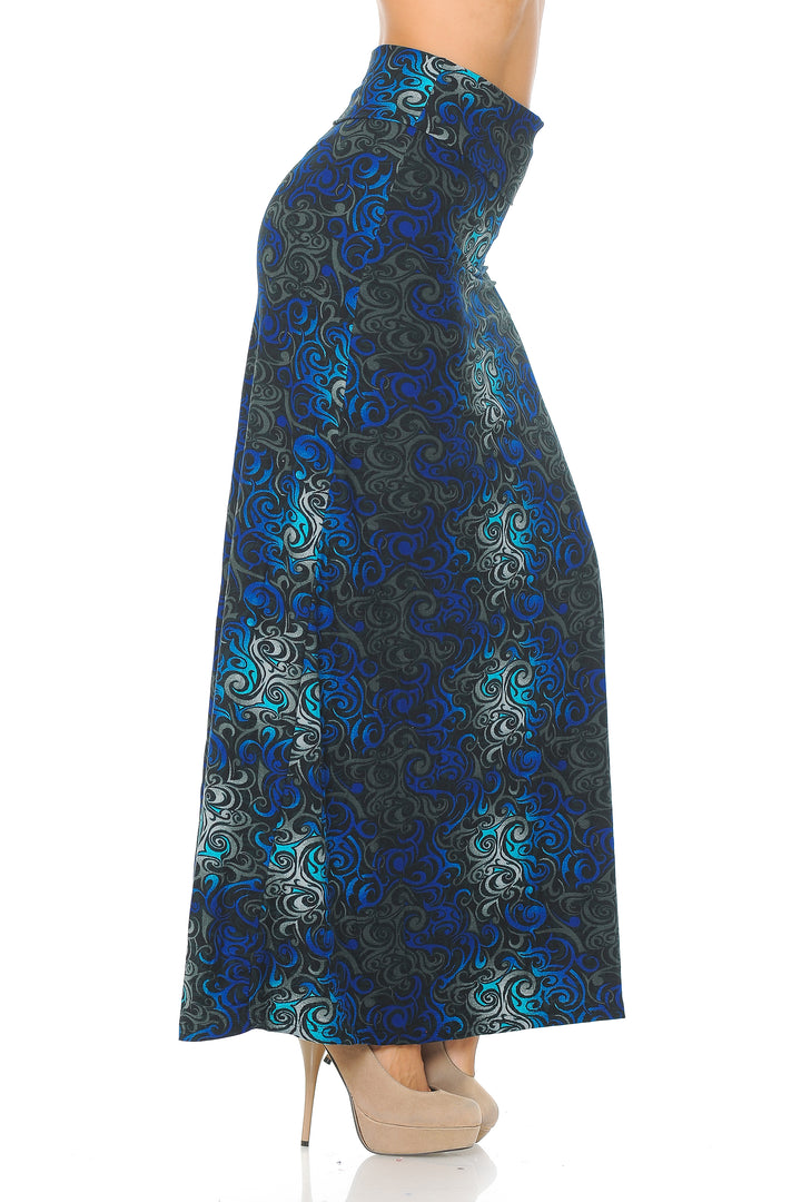 Buttery Soft Blue Twisted Swirl Maxi Skirt
