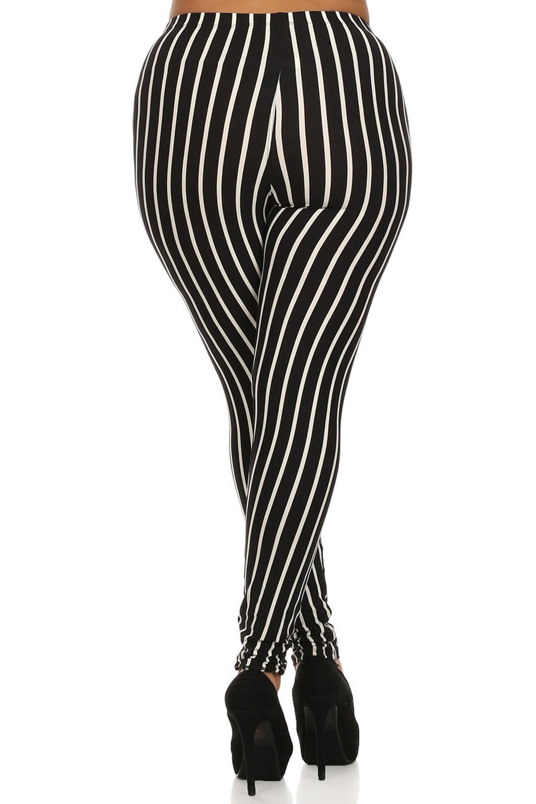 Buttery Smooth Vertical Black Pinstripe Plus Size Leggings