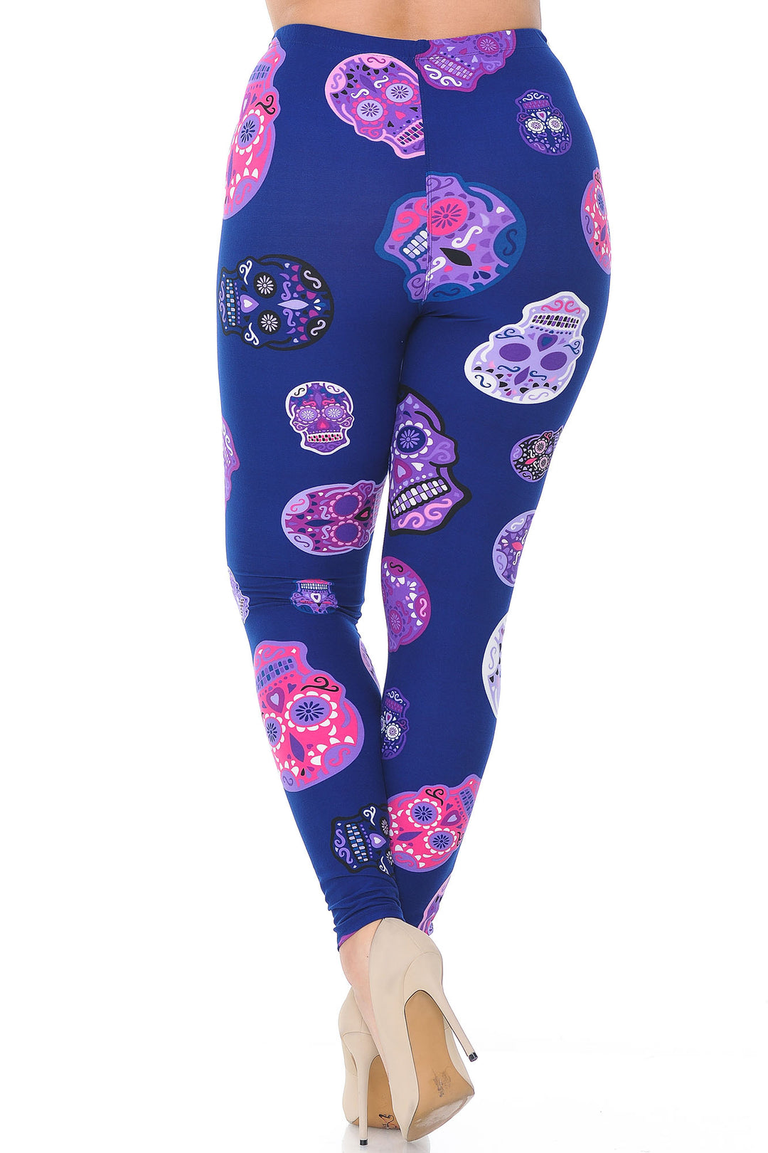 Buttery Smooth Violet Sugar Skulls Plus Size Leggings