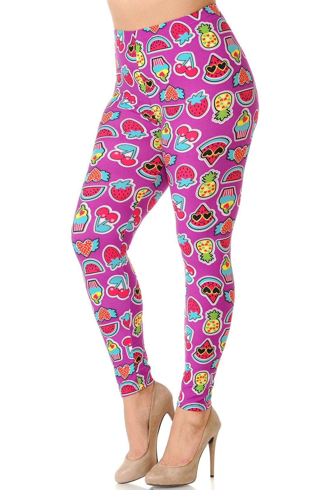 Buttery Smooth  Cartoon Fruit Plus Size Leggings