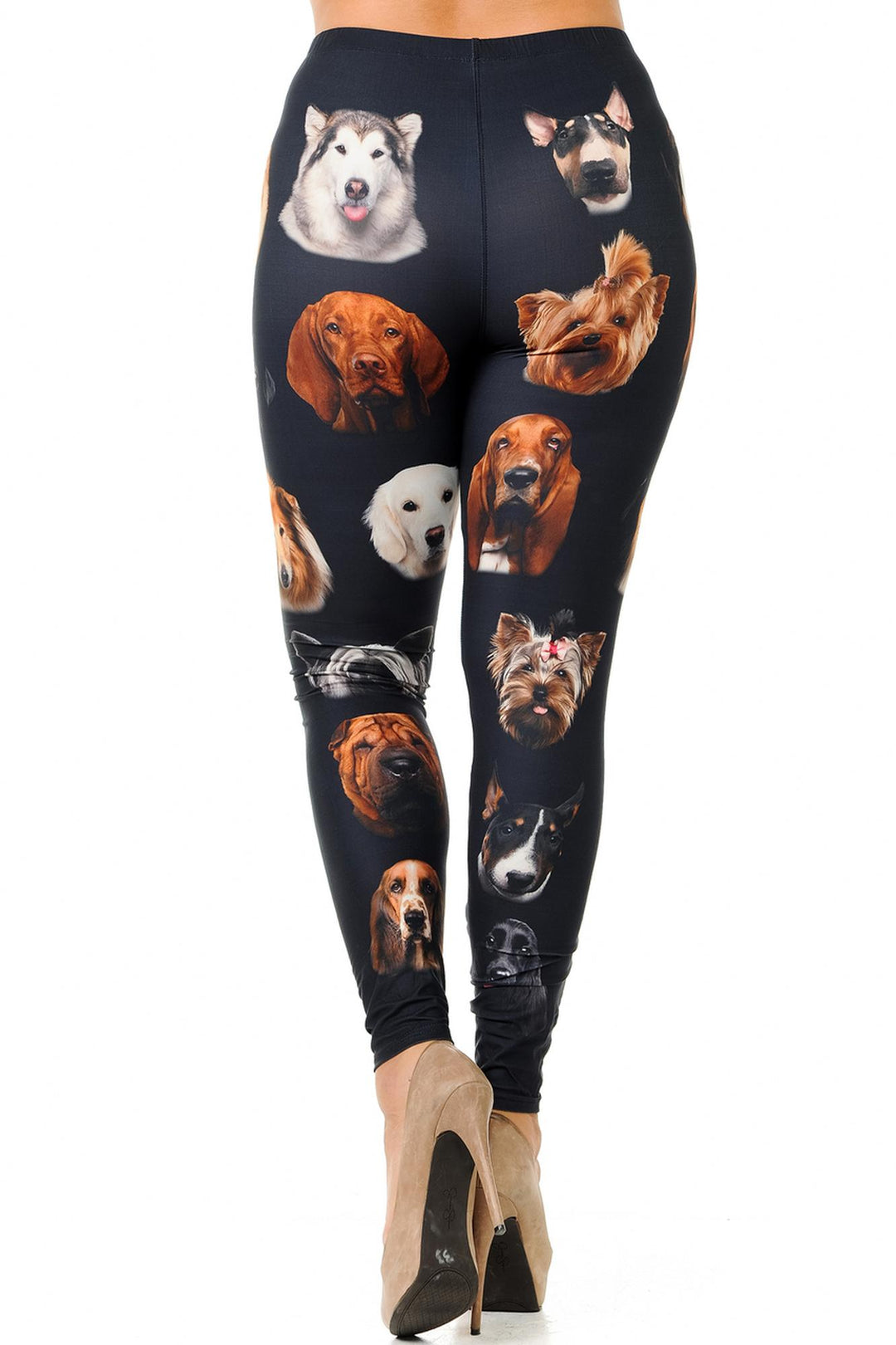 Creamy Soft Cute Puppy Dog Faces Plus Size Leggings