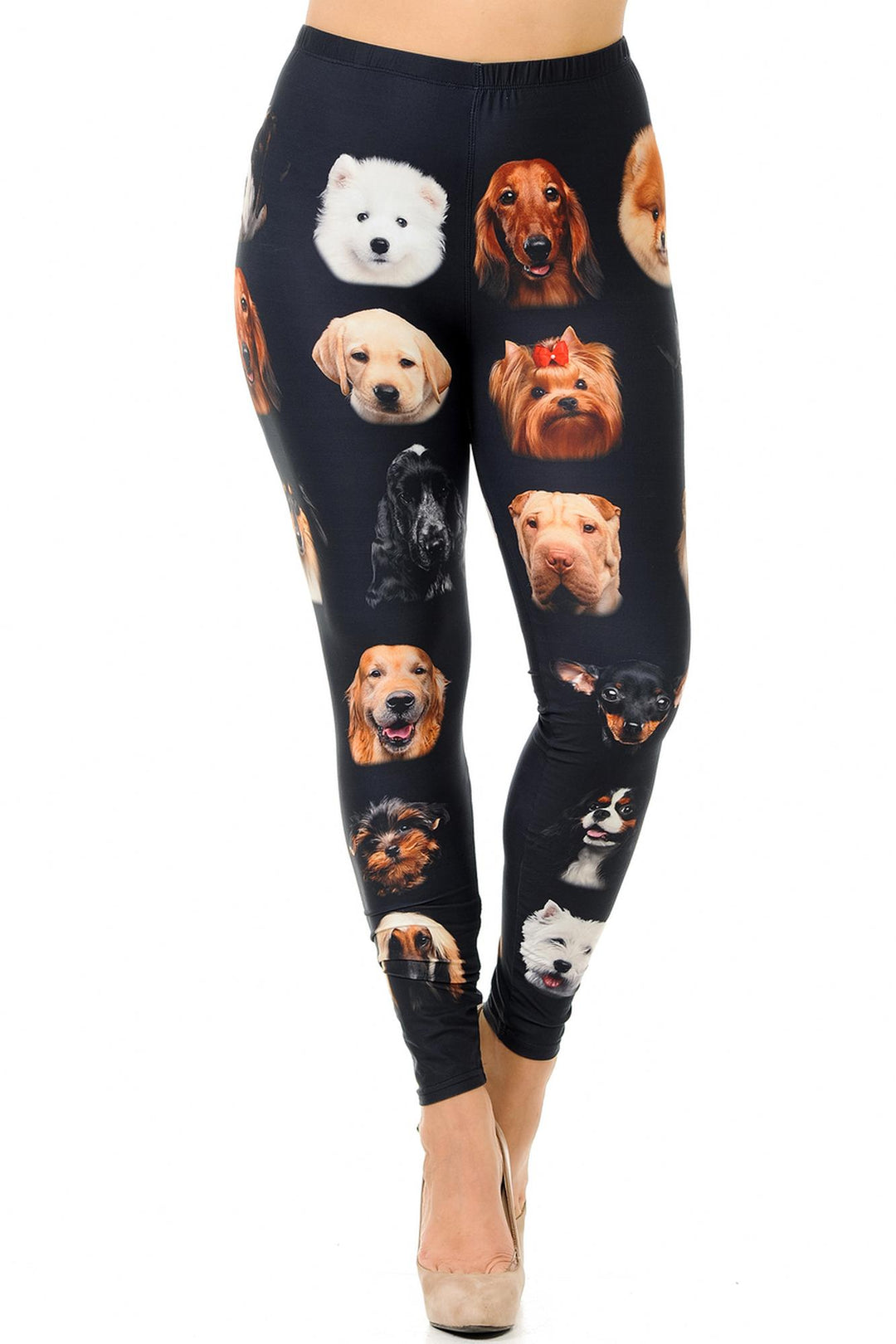 Creamy Soft Cute Puppy Dog Faces Plus Size Leggings