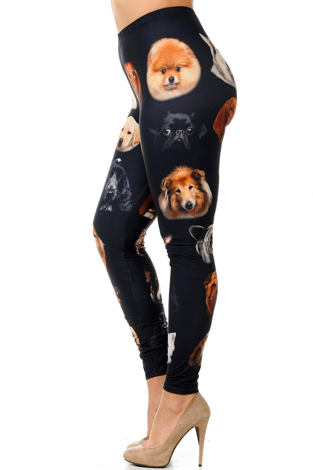 Creamy Soft Cute Puppy Dog Faces Plus Size Leggings