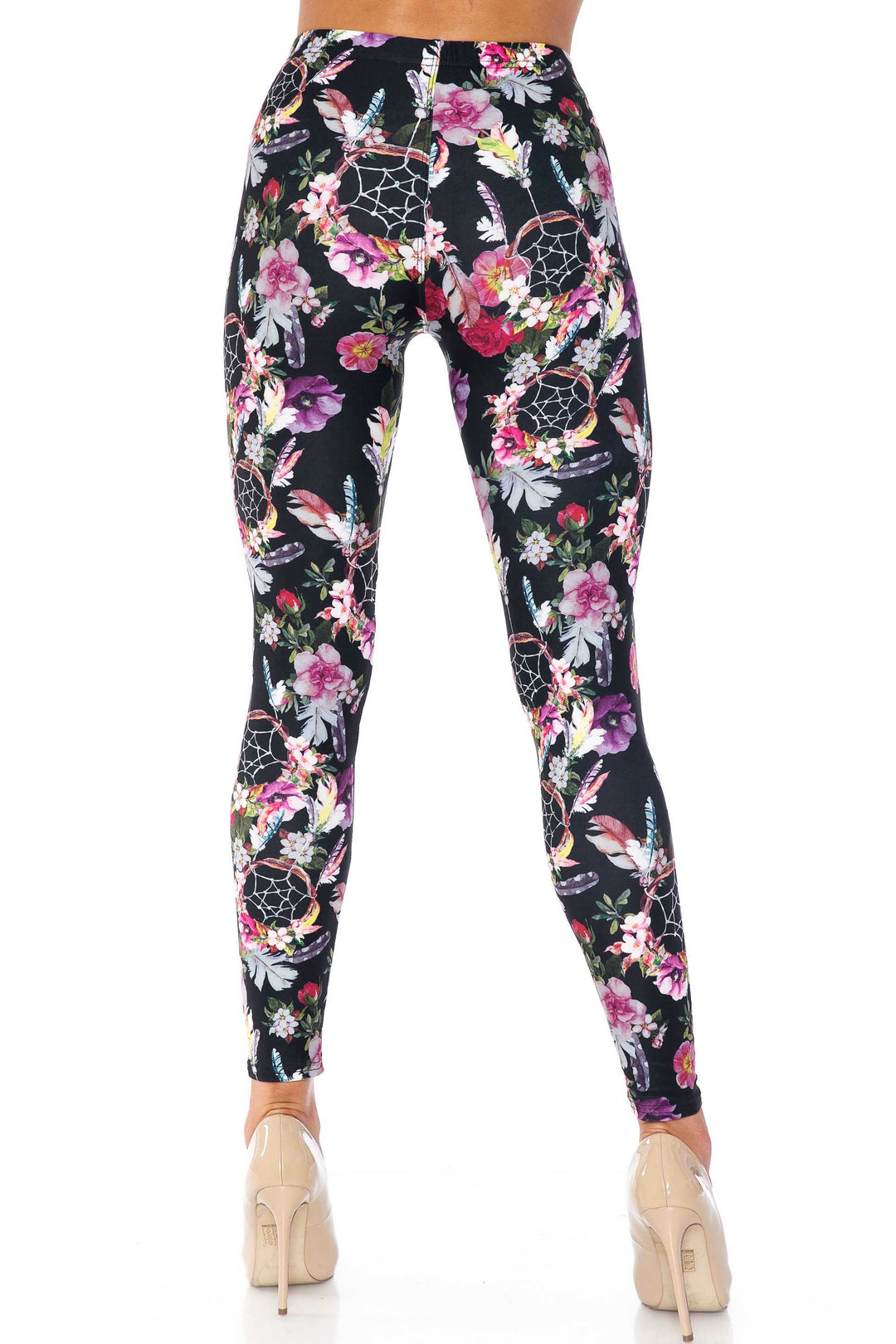 Creamy Soft Floral Dreamcatcher Plus Size Leggings - USA Fashion