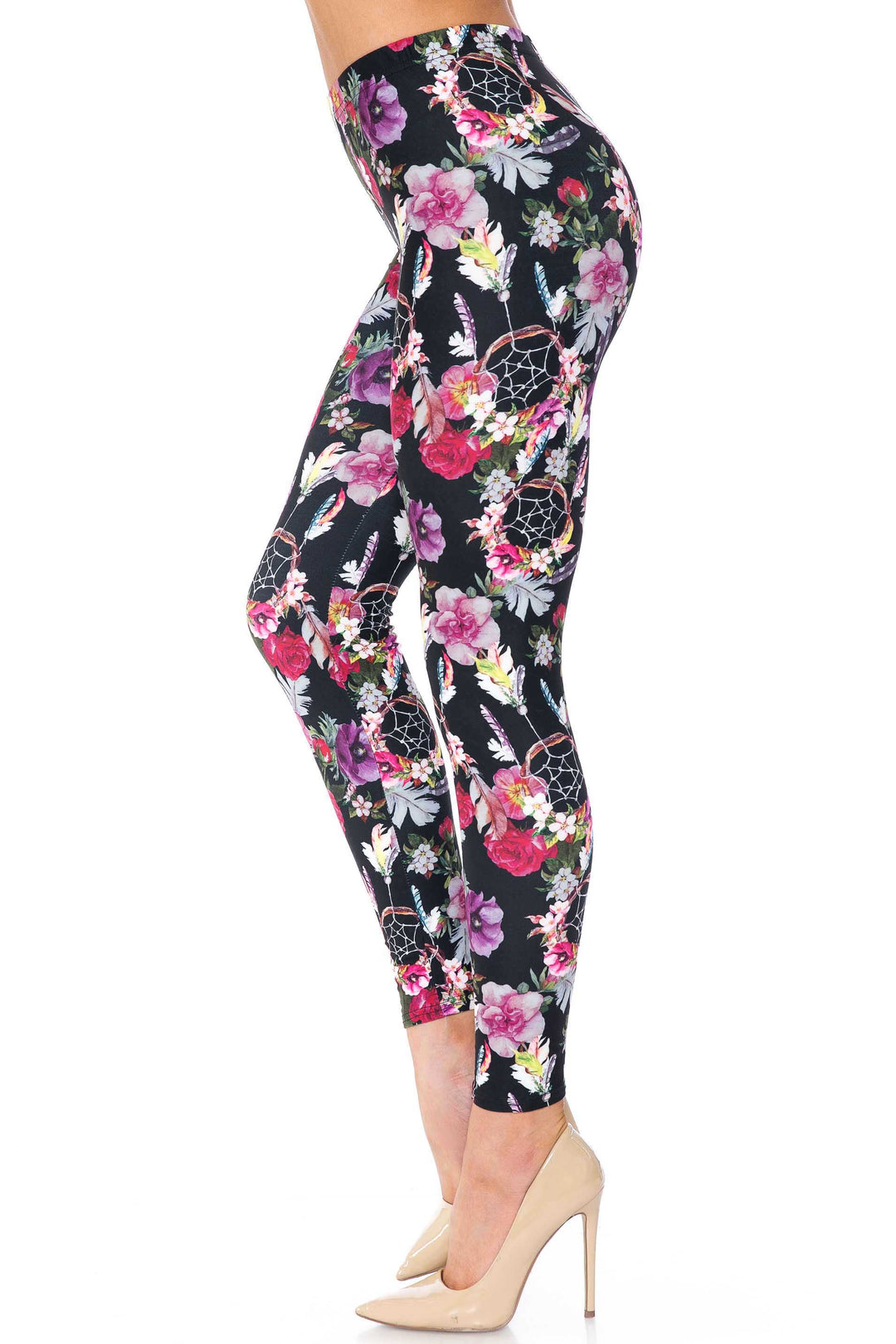 Creamy Soft Floral Dreamcatcher Plus Size Leggings - USA Fashion