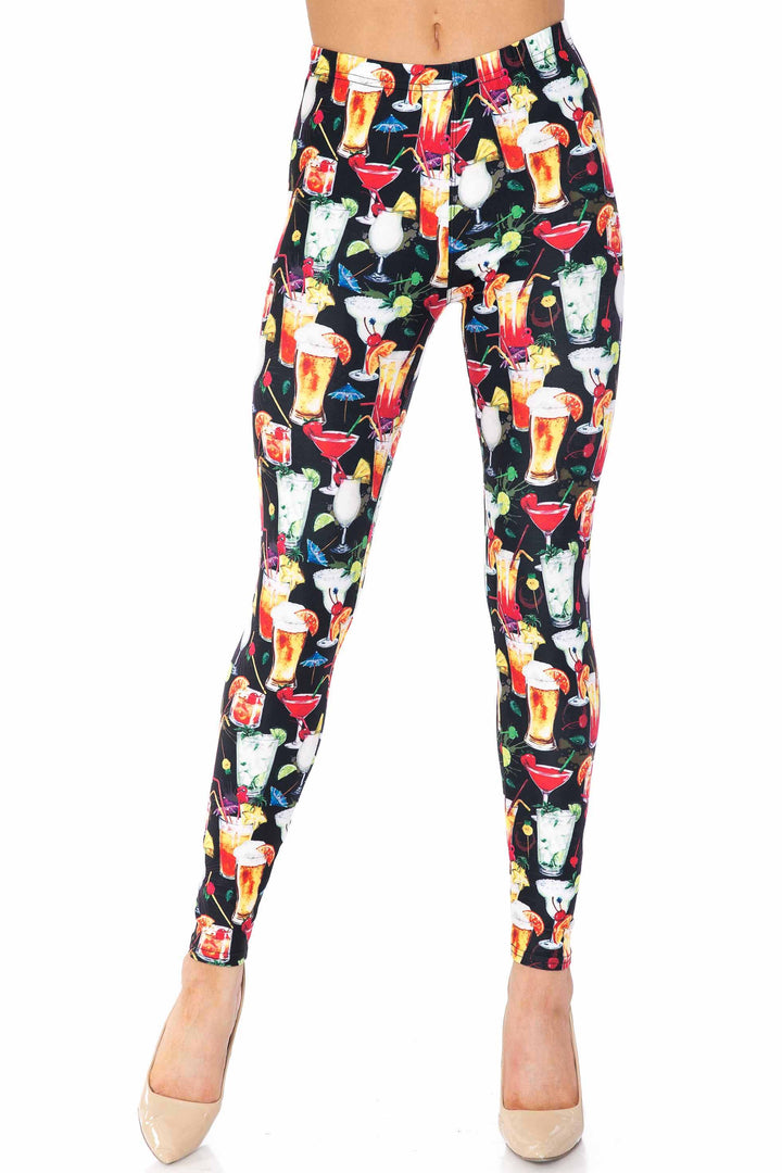 Creamy Soft Tropical Cocktails Plus Size Leggings - USA Fashion