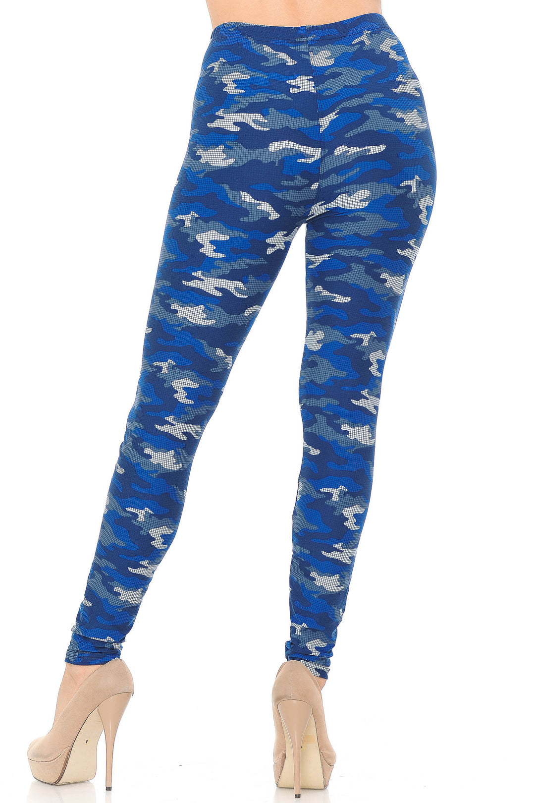 Buttery Smooth Blue Grid Camouflage Plus Size Leggings