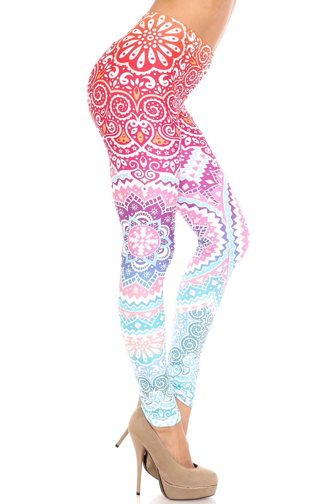 Creamy Soft Ombre Mandala Aztec Plus Size Leggings - USA Fashion
