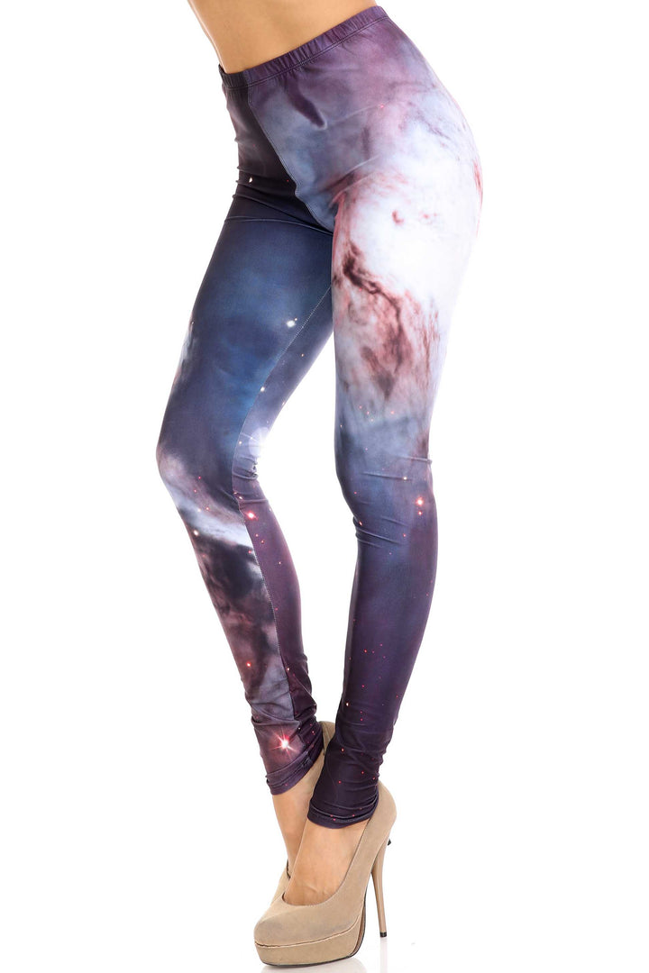 Creamy Soft Black Galaxy Plus Size Leggings - USA Fashion