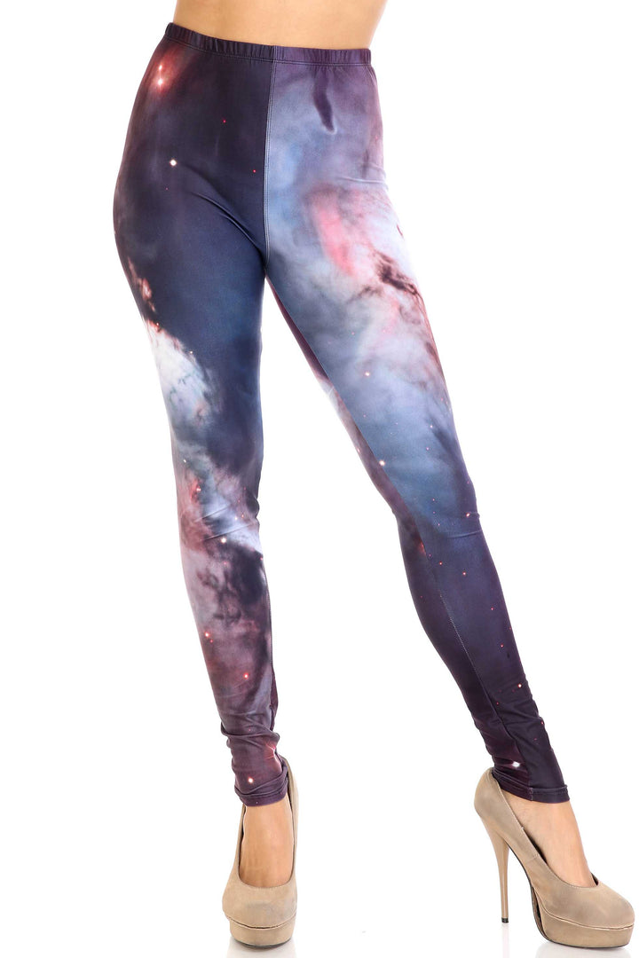 Creamy Soft Black Galaxy Plus Size Leggings - USA Fashion