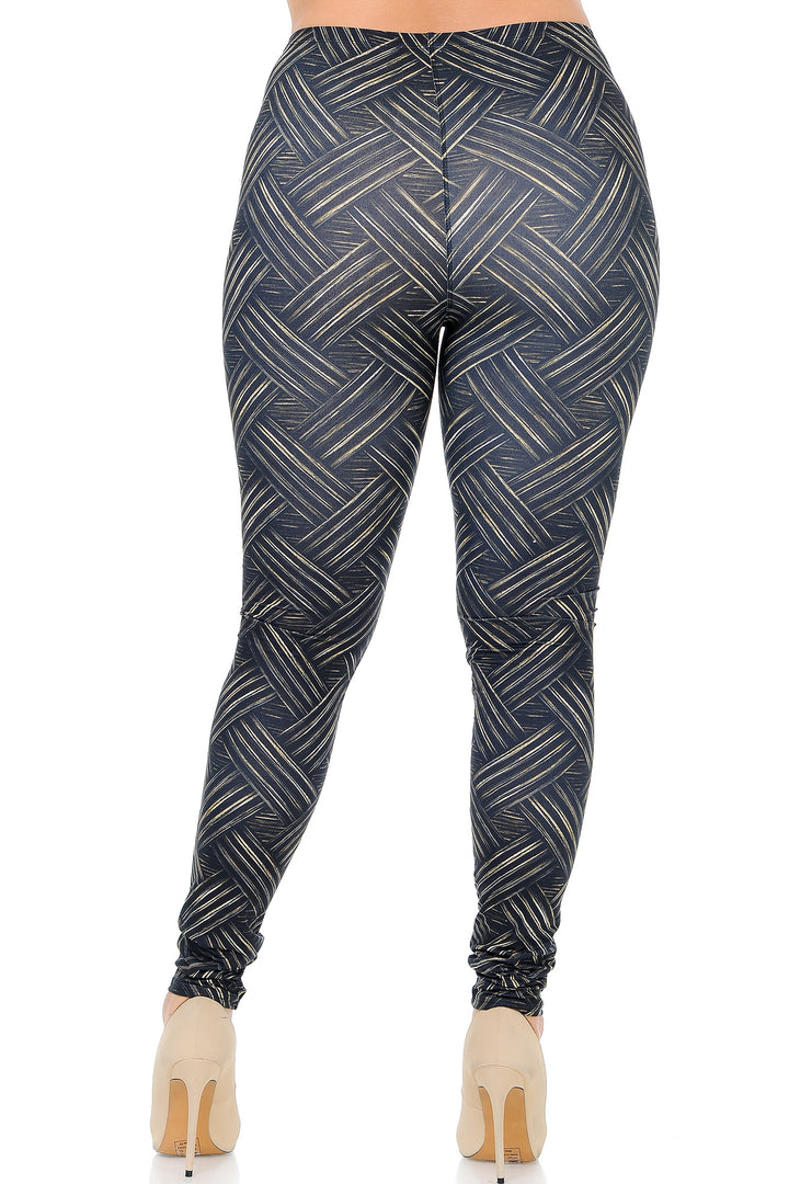 Creamy Soft Bronzed Banded Crisscross Plus Size Leggings - USA Fashion