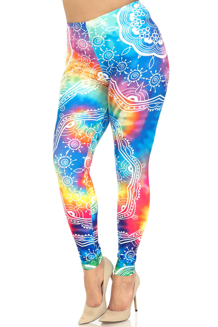 Creamy Soft California Tie Dye Plus Size Leggings - By USA Fashion
