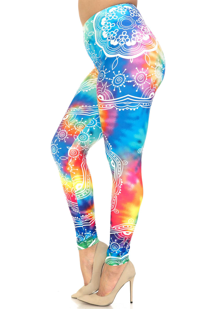 Creamy Soft California Tie Dye Plus Size Leggings - By USA Fashion
