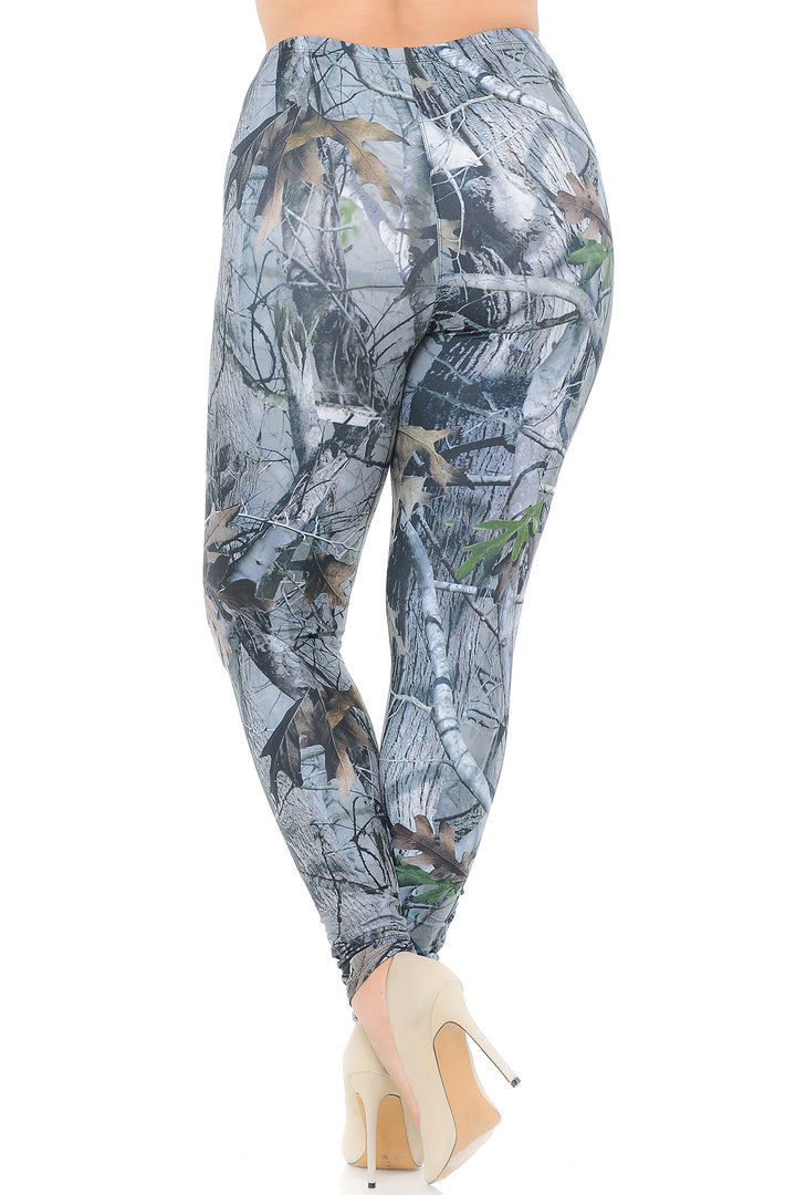 Creamy Soft Camouflage Trees Plus Size Leggings - USA Fashion